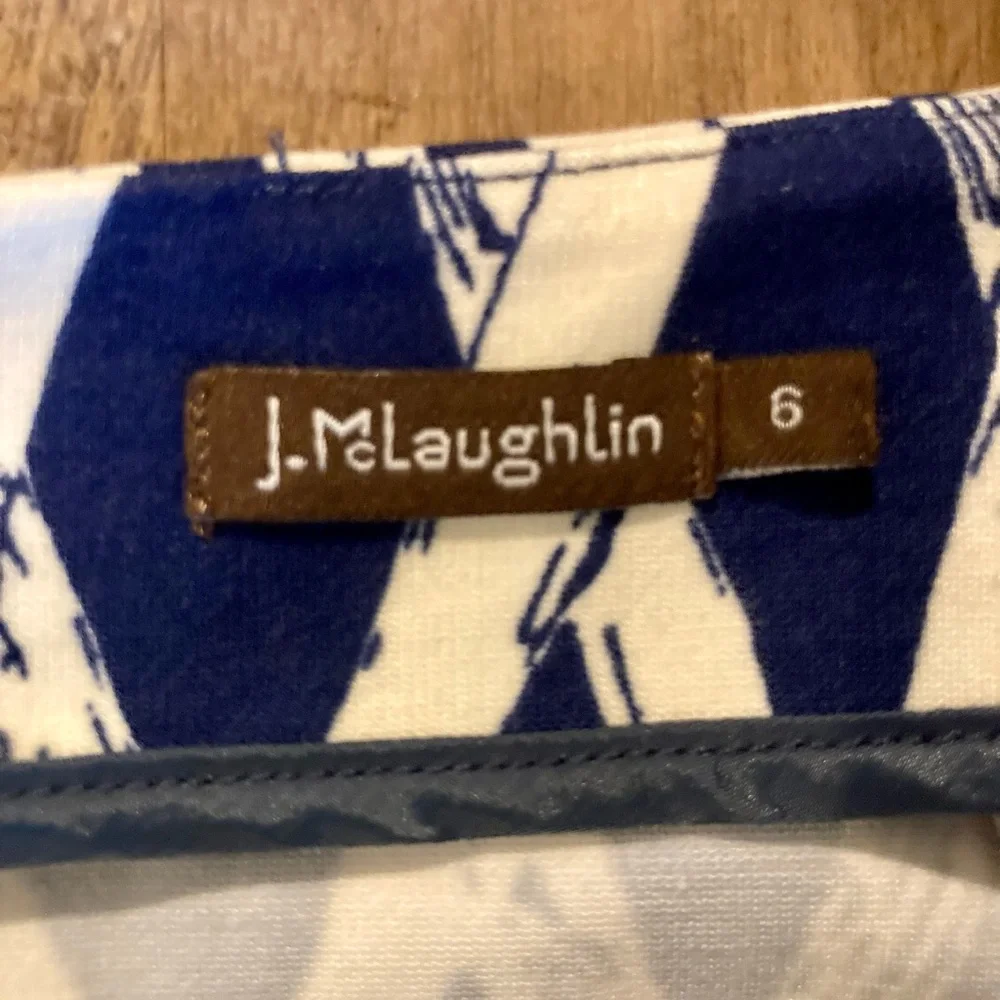 J McLaughlin Navy & White Bamboo Trellis Print Pencil Skirt Resort Luxury EUC - Picture 6 of 12